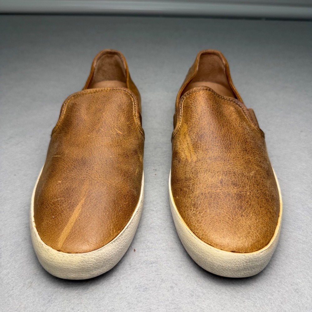 Frye Dylan Cognac Distressed Leather Slip-On Sneakers Mens Size 10M